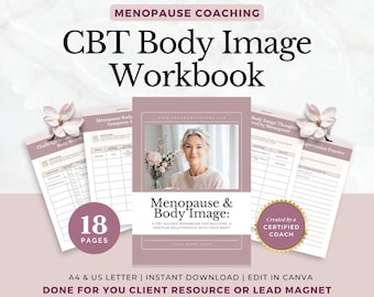 Perimenopause & Menopause Workbook Canva Template, CBT Body Image Worksheets, Editable Self Love Journal for Coaches and Wellness Programs