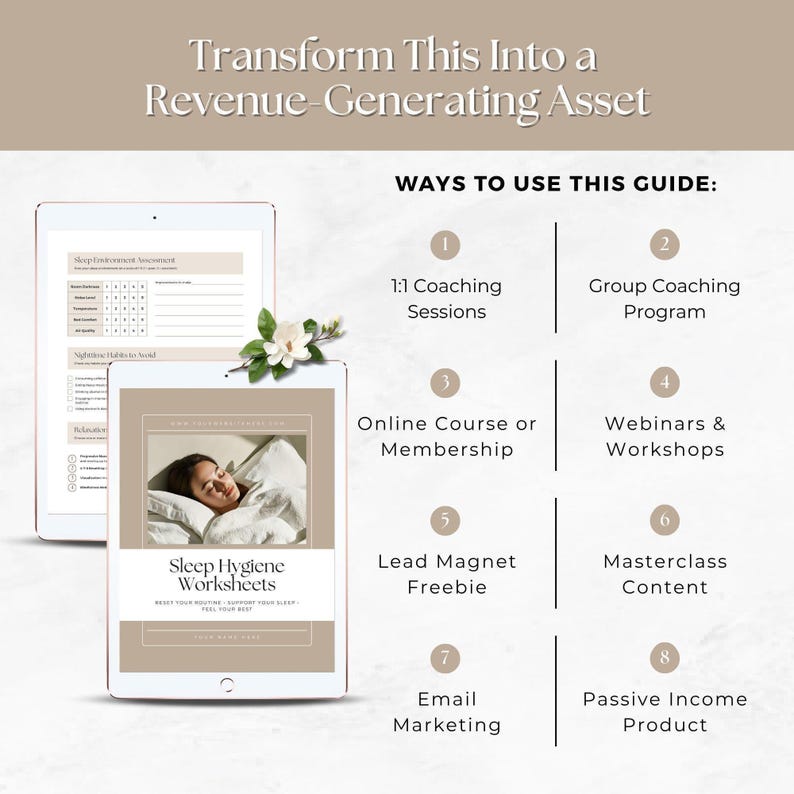Hojas de trabajo sobre higiene del sueño para entrenadores / Plantilla editable de Canva / Cuaderno de trabajo para clientes y registro del sueño / Imán de clientes potenciales imagen 6