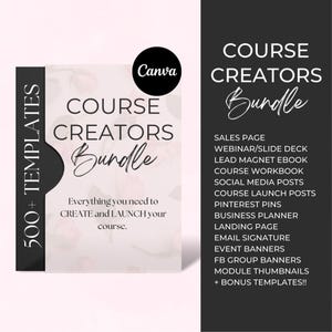 Course Creator Template Bundle, Online Course Canva Templates Bundle, Course Launch Canva Templates, Course Toolkit, Course Templates Pink