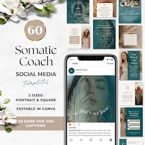 ソマティックセラピーのInstagramテンプレート、ソマティックコーチのためのCanvaソーシャルメディア投稿、呼吸法、神経系調整、心身の癒し