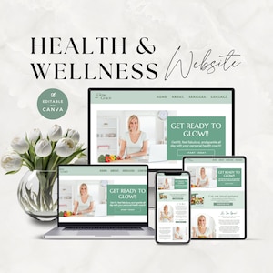 Health Coach Website Template, Coaching Templates, Health and Wellness, Nutrition, Nutritionist, Fitness, Canva, Done For You Content
