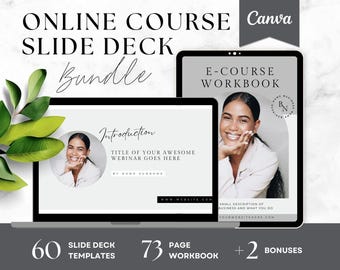 Online Course Slide Deck Template, Ebook and Workbook, Webinar Slides, Life Coach, Business, Course Creator, Creation, Canva Templates, MDRN
