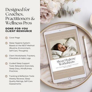 Hojas de trabajo sobre higiene del sueño para entrenadores / Plantilla editable de Canva / Cuaderno de trabajo para clientes y registro del sueño / Imán de clientes potenciales imagen 2