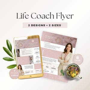 Modèle de Flyer de coach de vie modifiable, Promotion de services commerciaux de coaching d'état d'esprit, Outils marketing pour l'autonomisation des femmes, Brochure de conseil