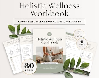 Holistic Wellness Workbook for Coaches & Practitioners, Done For You Client Session Worksheets, Planner or Lead Magnet PDF, Canva Template