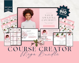 Pink Course Creator Canva Templates, Online Course Coach, Marketing Kit Presentation, Launch, Course Creation, Bundle, Toolkit, Planner