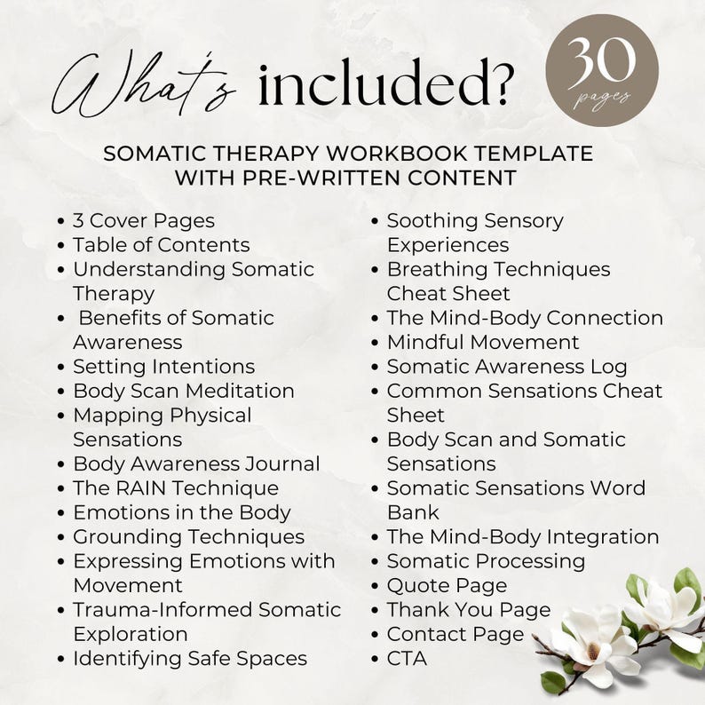 Somatic Therapy Workbook for Coaches, Wellness Coaching Tool, Client ...