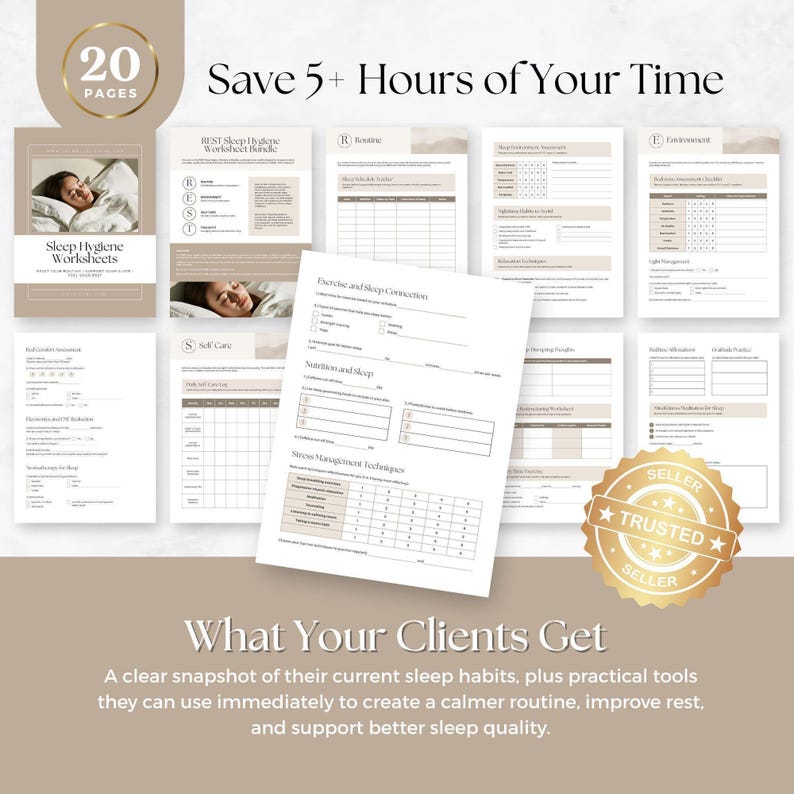 Hojas de trabajo sobre higiene del sueño para entrenadores / Plantilla editable de Canva / Cuaderno de trabajo para clientes y registro del sueño / Imán de clientes potenciales imagen 4