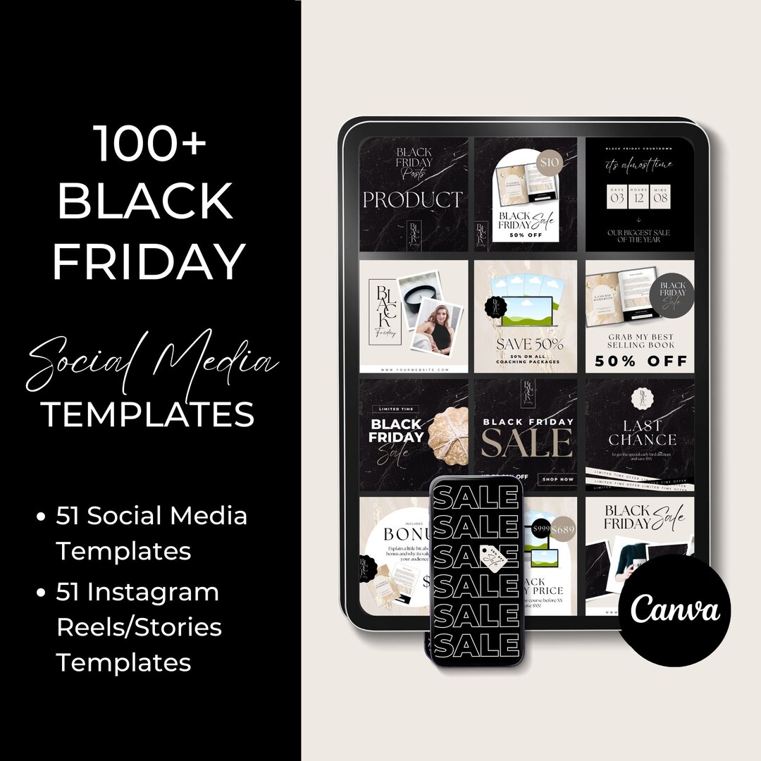  Black Friday Canva Templates Black Friday Instagram Canva Etsy