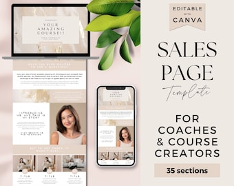 Canva Sales Page Template, Coaching Course Sales Page, Sales Landing Page Template, Coaching Program Template, Coaching Template, NTRL
