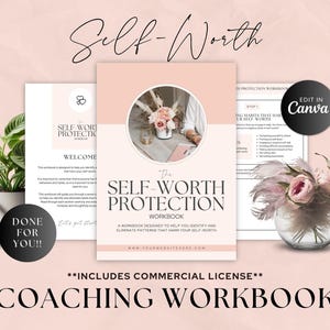 Libro de trabajo de autoestima, plantilla de hoja de trabajo de coaching Canva, hecho para usted, entrenador de vida, amor propio, autoestima, atención plena, mensaje de diario, guía