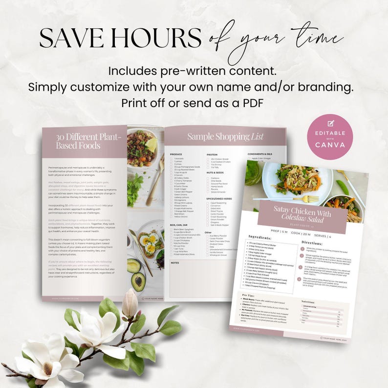 Editable Perimenopause & Menopause Recipe Book Template, 26 Hormone ...