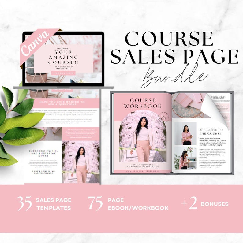 Course Sales Page Template Bundle, Ebook and Workbook, Online Course ...