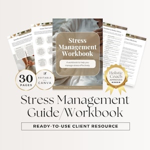 Stress Management Workbook | Life Coaching Worksheets | Ideal for Client Sessions, Courses & Lead Magnets | Done For You | Canva Template