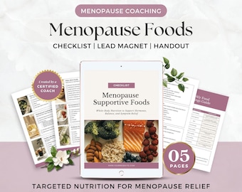 Menopause Foods List Canva Template, Perimenopause Coaching Handout, Editable Women’s Wellness Tool for Hormone Balance & Symptom Support