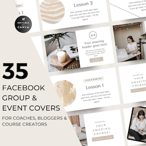 Facebook-Gruppenbanner-Vorlage, Titelfoto, FB-Veranstaltungs-Cover, Coaches, Blogger, Kursersteller, Small Business, Clean and Simple, Canva