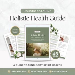 Ganzheitliche Gesundheit E-Book für Coaches, Ganzheitlicher Wellness-Leitfaden Canva Template, Done For You Bleimagnet oder Kundenressource, digitales Produkt