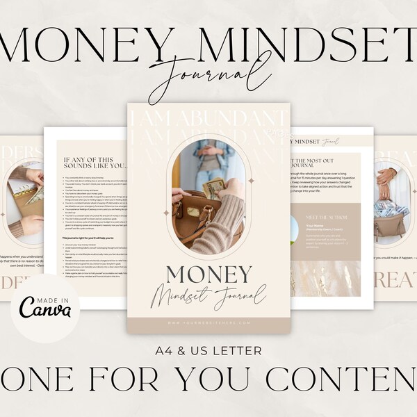 Money Manifestation Journal, Prompts For Money Mindset, Done For You, Lead Magnet for Coaches, Abundance Affirmations, Canva Template, NTRL