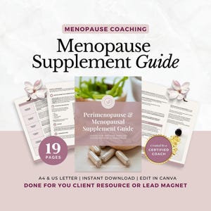 Guia de suplementos para perimenopausa e menopausa para clientes, ímã de leads para coaches de saúde, e-book de coaching pronto para você, recursos do curso, programa