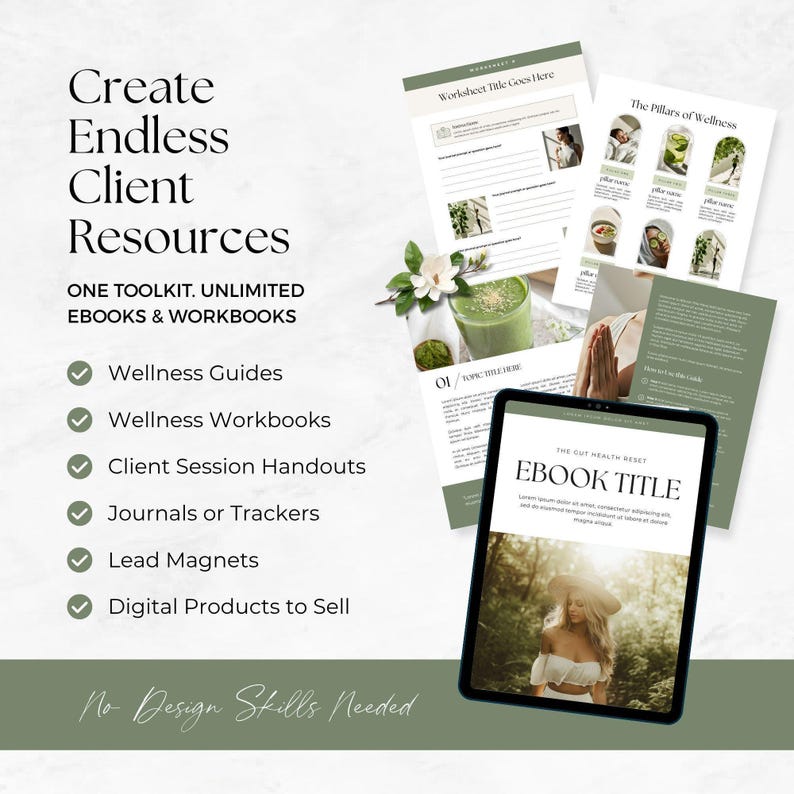 Kit de herramientas de libros electrónicos sobre salud y bienestar para Canva / Más de 250 plantillas editables de libros de trabajo, imanes de clientes potenciales y guías para entrenadores de bienestar imagen 7