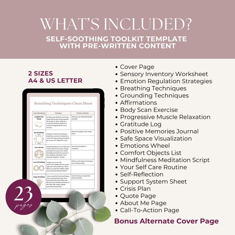 Self-soothing Toolkit Template Canva, Done for You Editable Resource ...