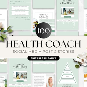 Health Coach Social Media Template, Coaching Instagram Templates and Stories, Nutrition, Wellness, Nutritionist, Holistic, Dietician, Canva