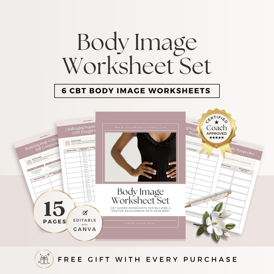 Body Image Worksheets Canva Template | CBT Coaching Tools for Clients ...