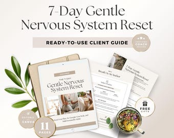 Nervous System Regulation Reset Canva Template | Somatic Exercises & Stress Support Guide | Done-For-You Holistic Wellness Coaching Resource