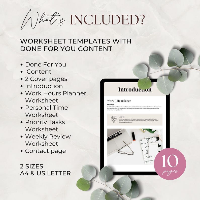 Work-life Balance Worksheet for Coaches, Counselors & Therapists ...