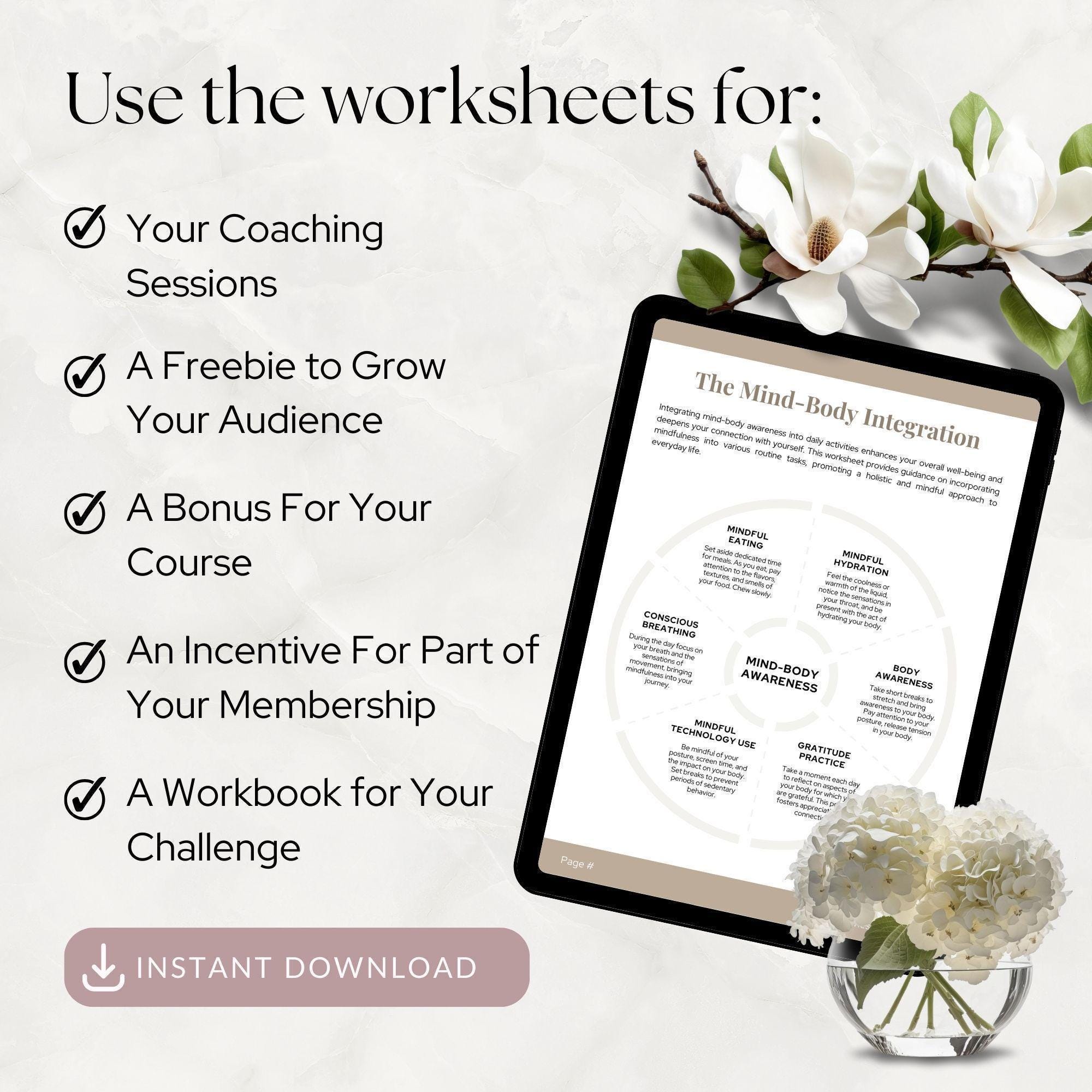 Somatic Therapy Workbook for Coaches, Wellness Coaching Tool, Client ...