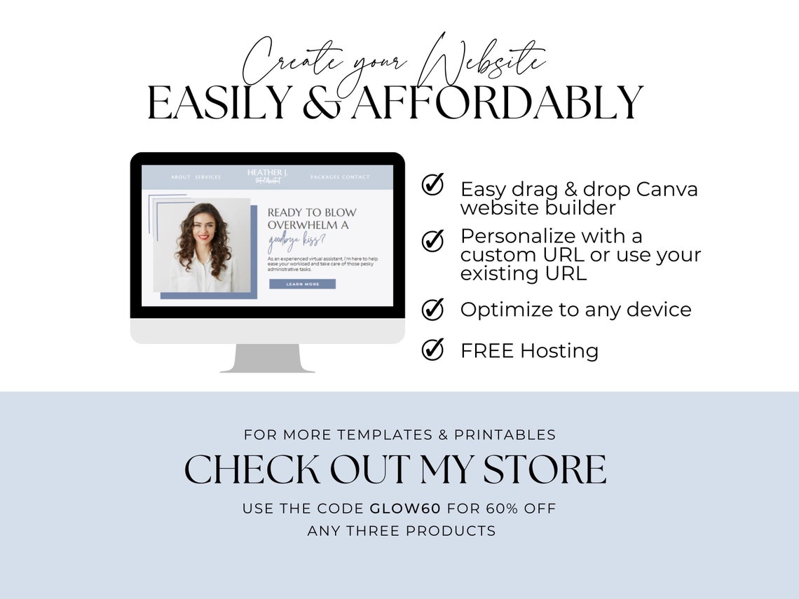 Virtual Assistant Website Template Canva, VA Templates, Social Media ...