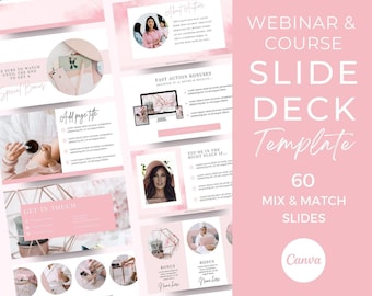Slide Deck Template Business, Course Slide Deck, Canva Slide Deck Template, Webinar Slide Template, Canva Template for Coaches, PINK