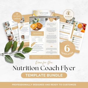 Nutrition Coaching Flyer, Health Coach Editable Content, Nutritionist Pamphlet, Marketing Services, Workshop Promotion, Colorful Template