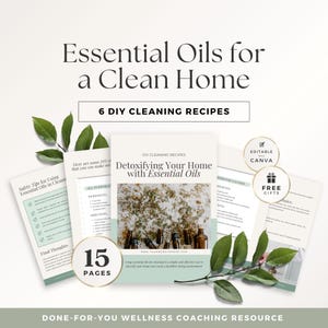 Essential Oils Ebook, Holistic Health Coach Lead Magnet, Done For You, Course Resources, DIY Cleaning Recipes, Aromatherapy, Canva Template