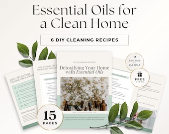 Essential Oils Ebook, Holistic Health Coach Lead Magnet, Done For You, Course Resources, DIY Cleaning Recipes, Aromatherapy, Canva Template