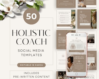 Holistic Coach Instagram Template, Editable Social Media Posts for Wellness Practitioners, Holistic Health Coaching Instagram Feed Content