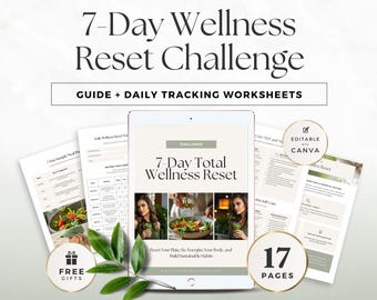 7-Day Wellness Reset Challenge for Coaches | Client Guide & Daily Tracking Worksheets | Holistic Health and Nutrition Program Resource