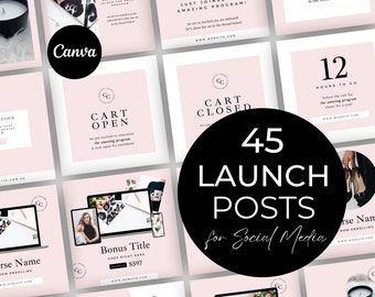 Course Launch Instagram Posts, Course Launch Canva Templates, Instagram Templates for Course Creators Canva, Pink Course, PLUXE