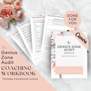 Plantilla Canva de hoja de trabajo de coaching, libro de trabajo hecho para usted, entrenador de vida, negocios, carrera, mentalidad, creador de cursos, consejero, zona de genio