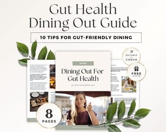 Gut Health Guide Cava Template: 10 Gut-Friendly Tips for Dining Out, Health & Nutrition Coaching Client Resource, Healthy Eating Ebook