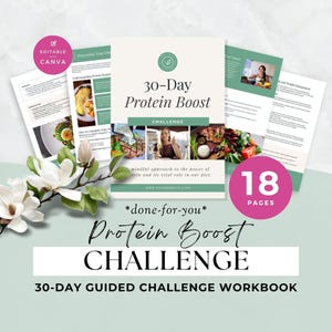 Protein Boost Challenge, Health Coach Lead Magnet, Nutrition Coaching Ebook, Daily Tracker, Mindful Eating, Programmabron, Canva-sjabloon