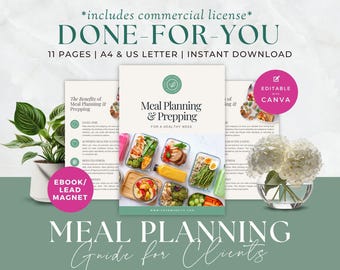 Health Coach Lead Magnet, Nutrition Coaching Ebook, Meal Plan and Prepping Guide for Clients, Done For You, Course Resources, Handout, Canva