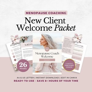 Welkomstpakket voor menopauze-coach Canva-sjabloon, bewerkbare onboardingformulieren voor klanten, gids voor coaching op het gebied van hormonale gezondheid, holistisch hulpmiddel voor wellness
