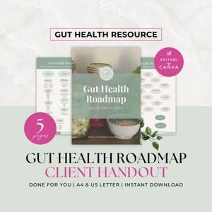 Healthy Gut Roadmap Guide for Clients, Health Coaching Program Template, Nutrition Coach Handout, Nutritionist, Done For You Ebook, Canva