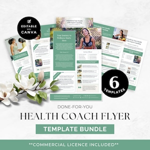 Dépliant pour coach santé, Coaching nutritionnel, Modèle Canva Done For You, Brochure d'entreprise sur le bien-être, Services marketing, Promotion d'un atelier