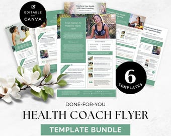 Health Coach Flyer, Nutrition Coaching, Done For You Canva Template, Wellness Business Pamphlet, Marketing Services, Workshop Promotion