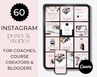 Coaching Instagram Templates and Stories, Instagram Post Template Pink, Pink Instagram Story Templates, Coaching Business, Blogger, PLUXE