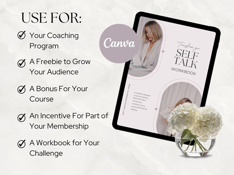Positives Selbstgesprächs-Arbeitsbuch, Coaching-Arbeitsblattvorlage, Canva, für Sie getan, Life Coach, Selbstliebe, Selbstwert, Selbstwertgefühl, Journal-Aufgabe Bild 2