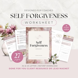 Self Forgiveness Worksheet Template, Done for You Resource for Coaches & Practitioners, Lead Magnet for Emotional Healing, Heal Framework