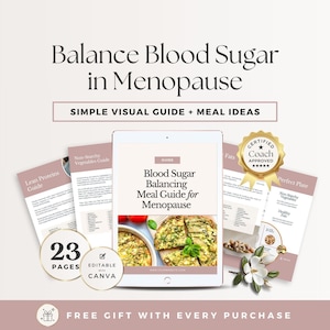 Menopause Blood Sugar Balance Guide Canva Template | Hormone Health Nutrition Handout | Balanced Plate Lead Magnet | Health Coach Resource